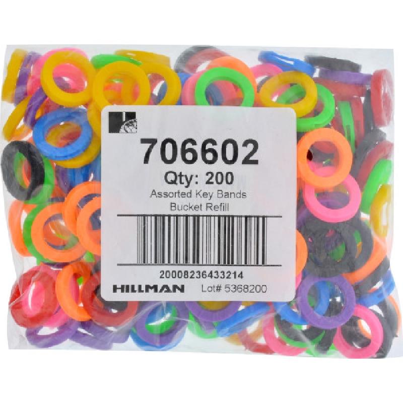 706602 Key Band, Plastic, Assorted, 200/PK