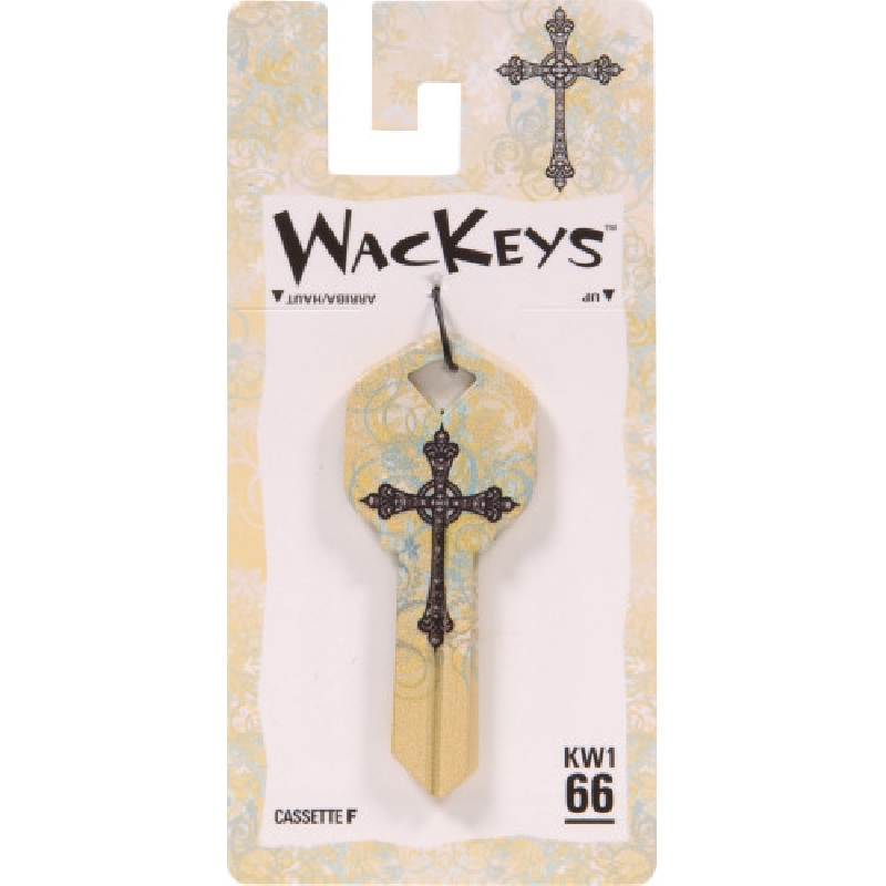 Hillman WacKey 87196 Key Blank, Cross, Brass, Nickel-Plated, For: Kwikset/66 KW1 Locks