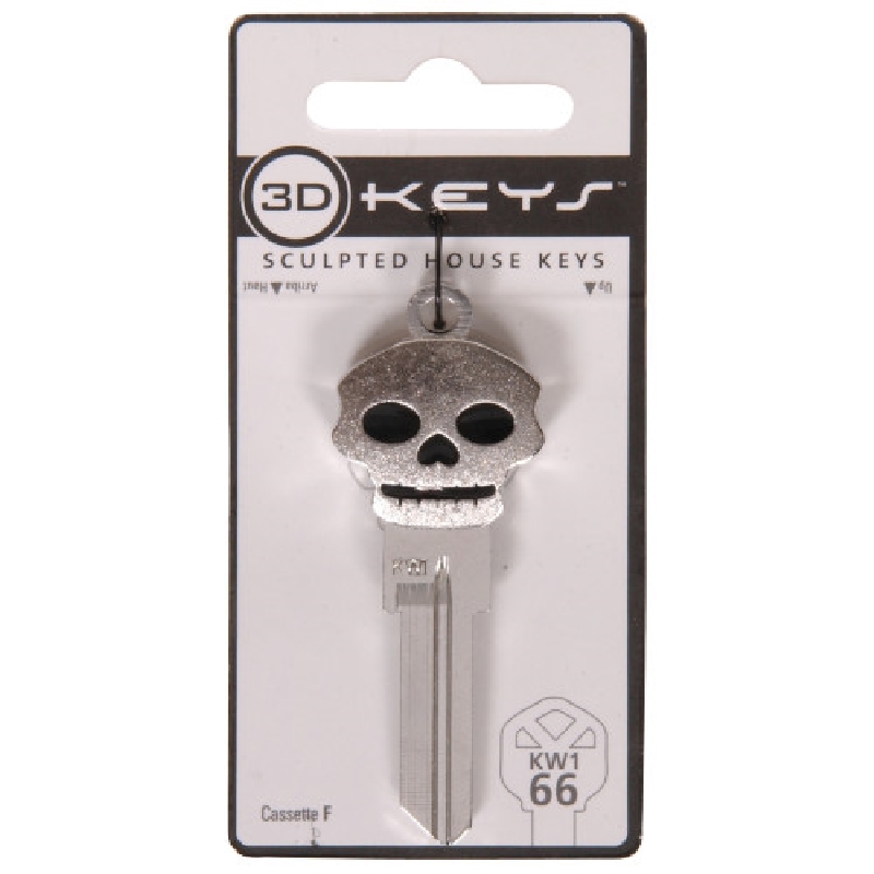 Hillman 87507 Key Blank, Skull 3D, Brass, For: Kwikset/66 KW1 Locks, #66 Key Number