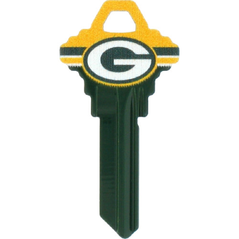 89588 Key Blank, NFL Green Bay Packers, Brass, Nickel-Plated, For: Schlage/68 SC1 Locks