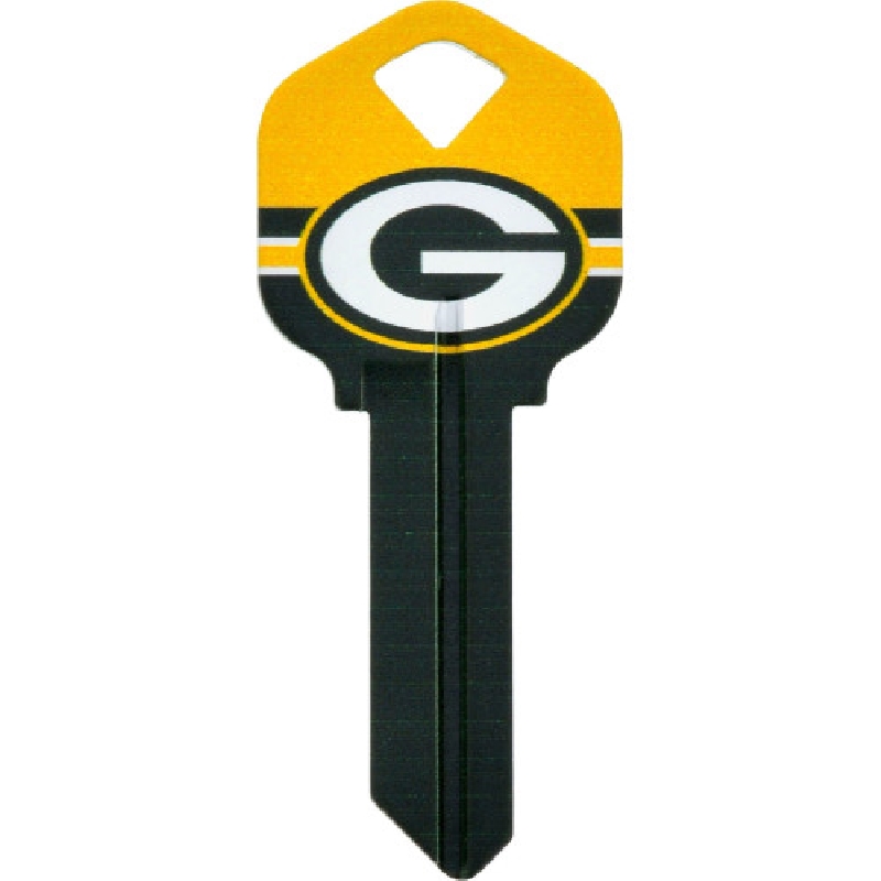 89765 Key Blank, NFL Green Bay Packers, Brass, Nickel-Plated, For: Kwikset 66 KW1 Locks, #66 Key Number
