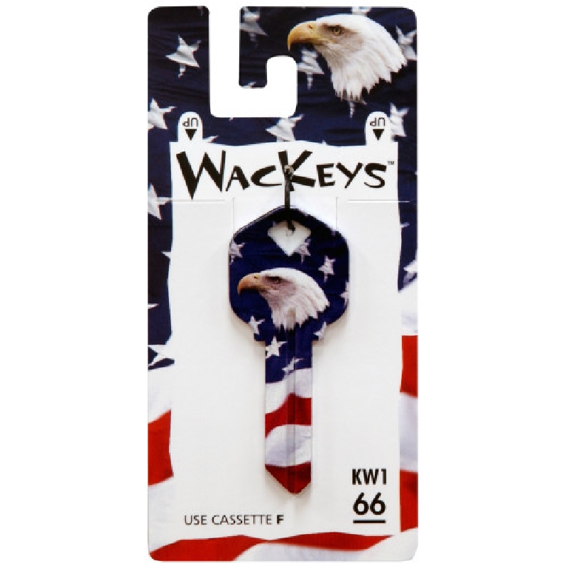 Hillman WacKey 89877 Key Blank, Bald Eagle, Brass, Nickel-Plated, For: Kwikset/66 KW1 Locks