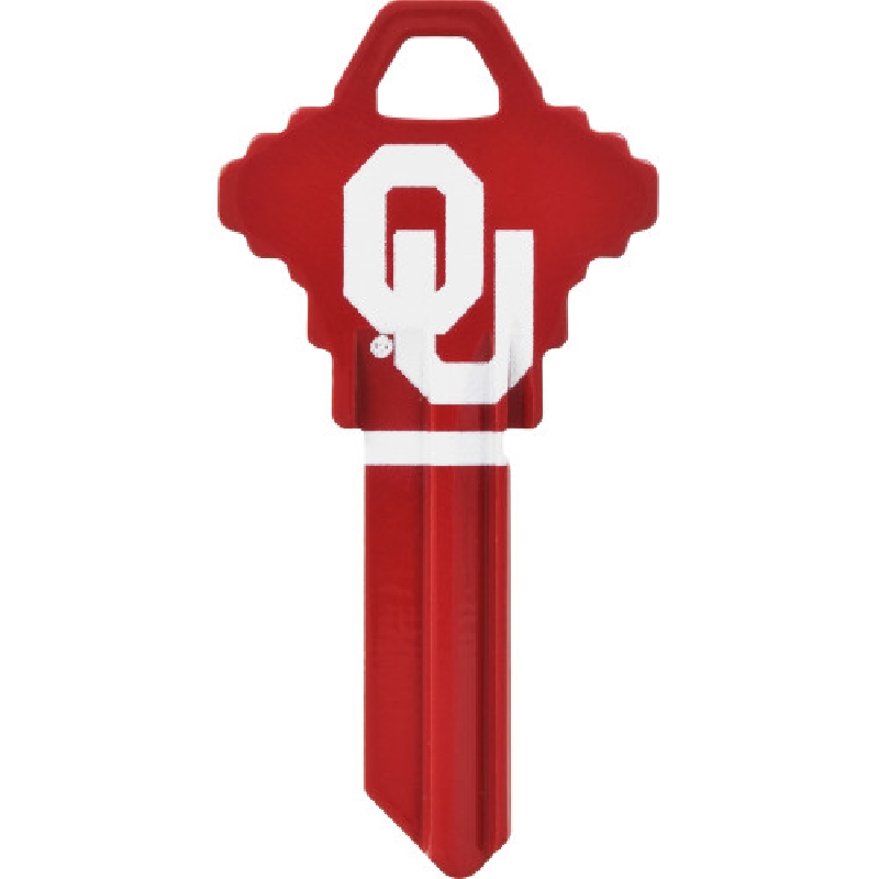 89992 Key Blank, NCAA University of Oklahoma, Brass, Nickel, For: Schlage/68 SC1 Locks