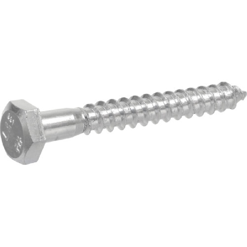 HILLMAN 230003 Lag Screw, 1/4 in Thread, 1 in OAL, 2 Grade, Steel, Zinc-Plated