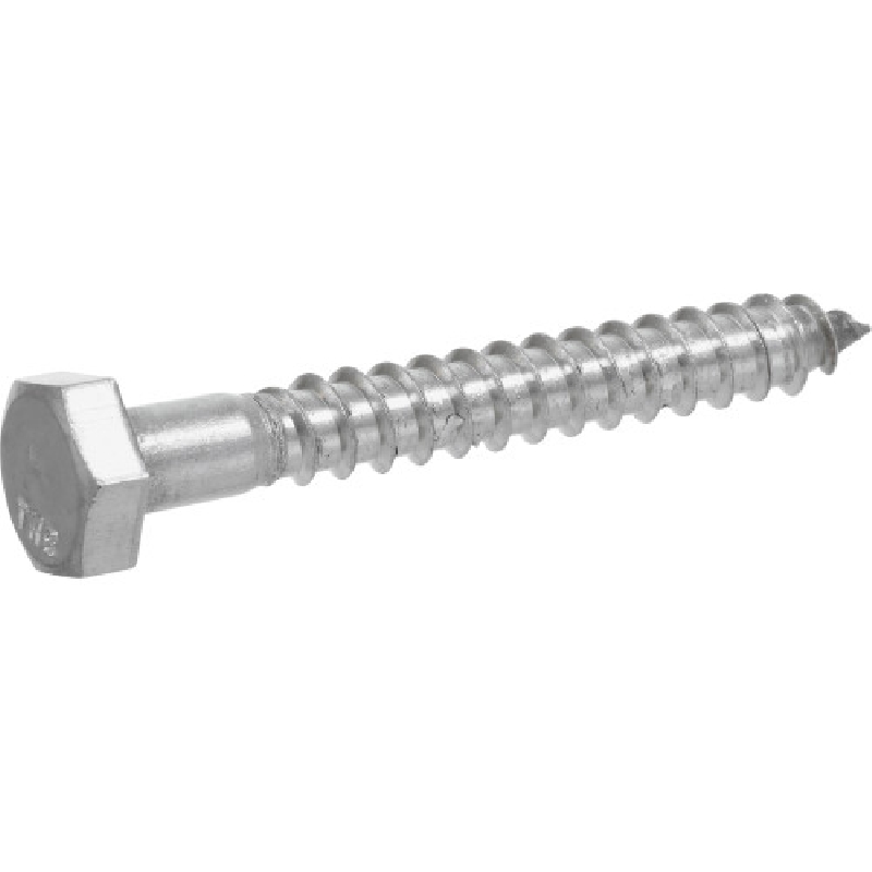 HILLMAN 832082 Lag Screw, 1/2 in Thread, 2 in OAL, Stainless Steel, Stainless Steel