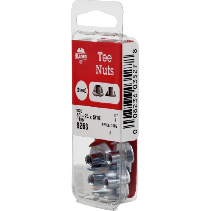 Pronged Tee Nut, Hillman, #10-24, 4 pk - 5