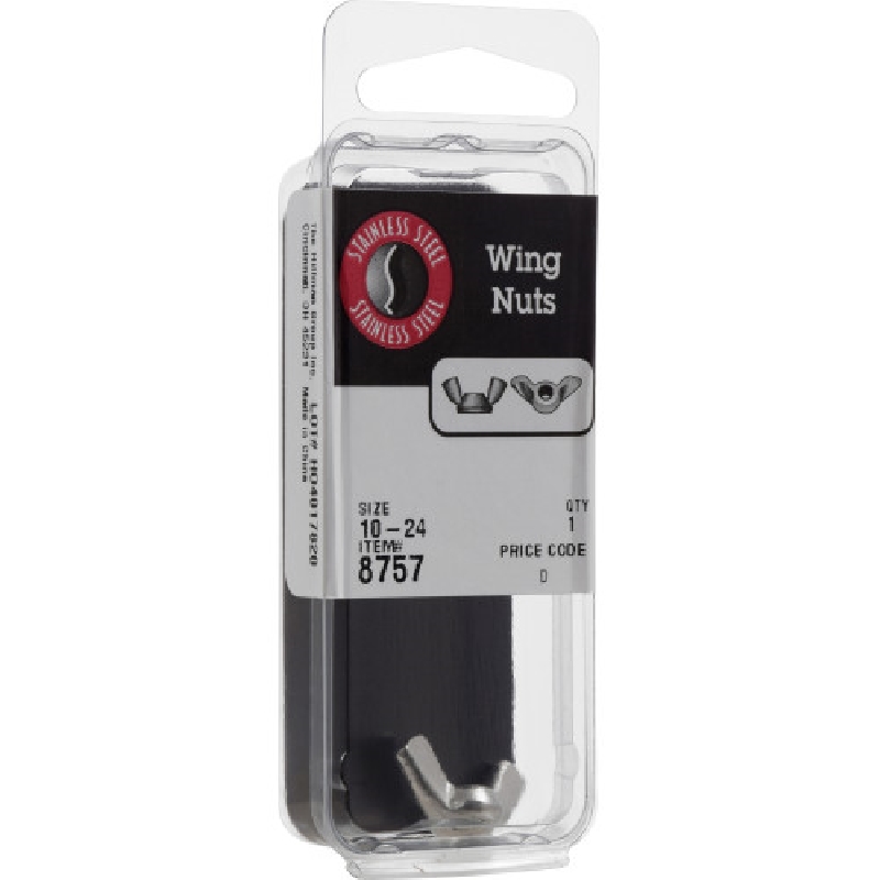 Wing Nut, Hillman, Stainless Steel, #10-24, 1 pk - 5