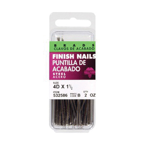Hillman 532584 Finishing Nail, 3D, 1-1/4 in L, Steel, Bright, Cupped Head, Smooth Shank, 2 oz