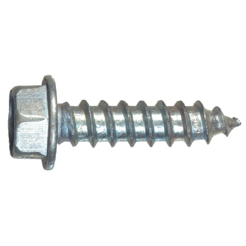 41000 Screw, #6 Thread, 1/2 in L, Washer Head, Hex, Slotted Drive, Sharp Point, Steel, Zinc-Plated, 100 PK