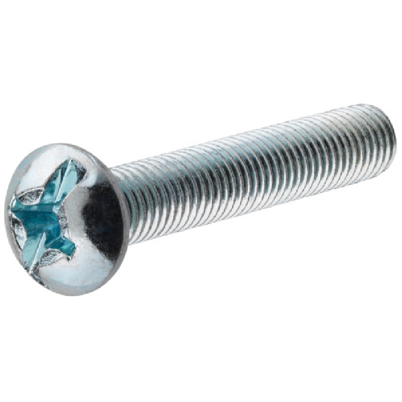 41138 Machine Screw, #8-32 Thread, 1/2 in L, Round Head, Steel, Zinc-Plated, 100 PK