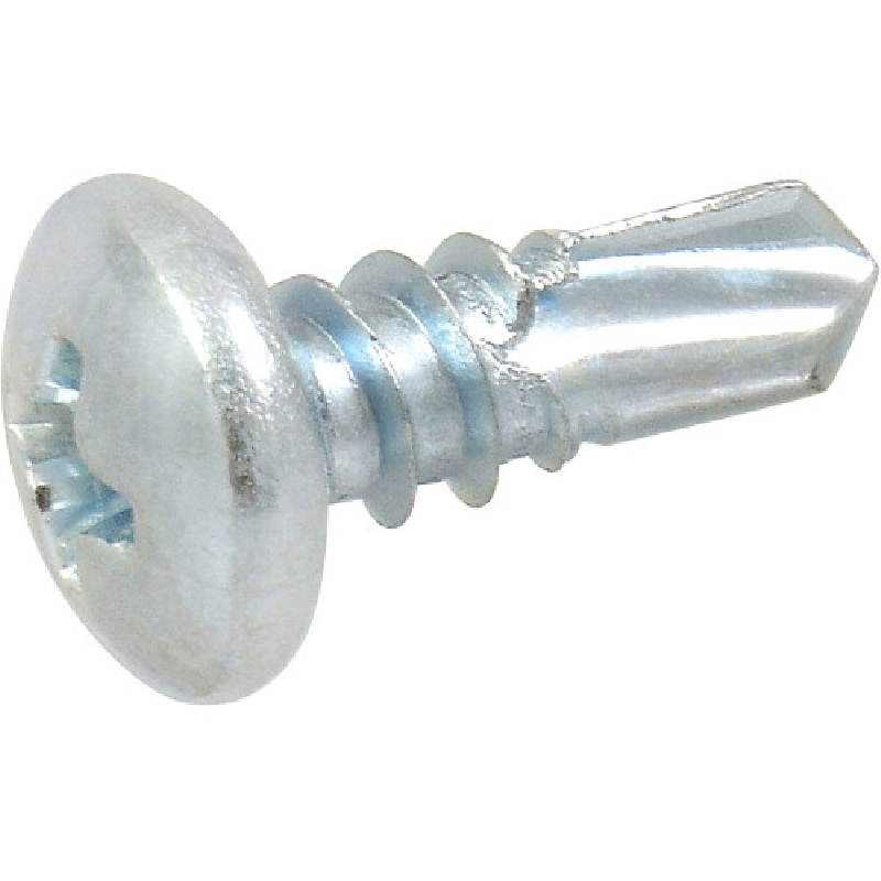 41506 Screw, #8 Thread, 1/2 in L, Coarse Thread, Pan Head, Phillips Drive, Self-Drilling Point, Zinc-Plated, 100 PK