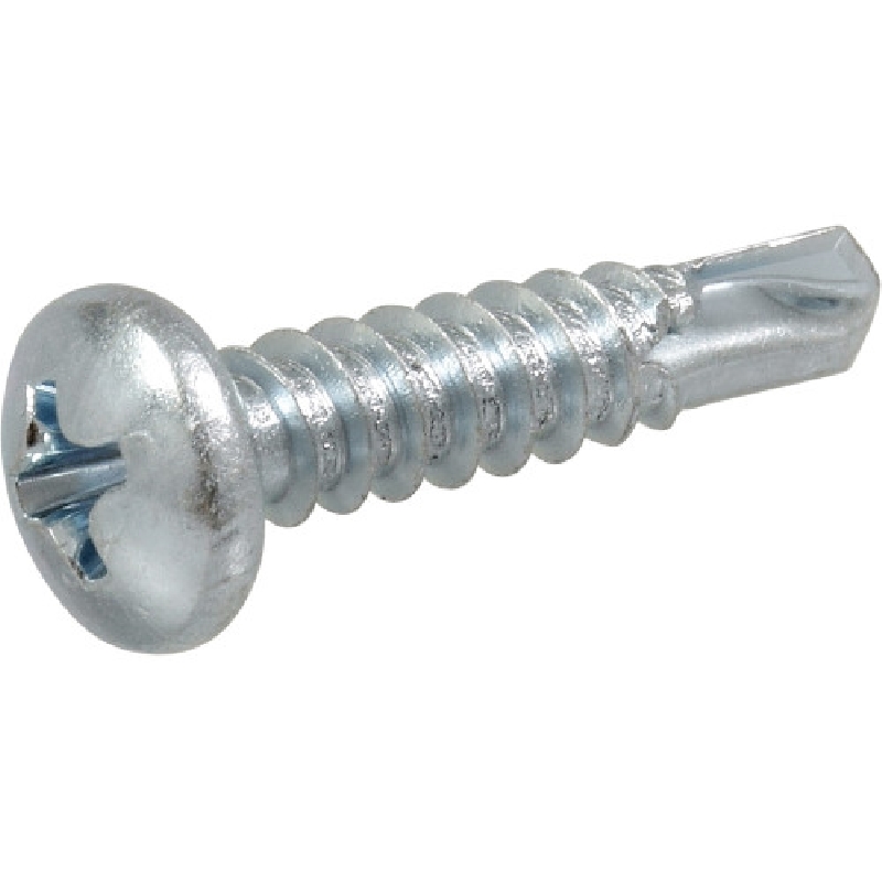 41516 Screw, #10 Thread, 3/4 in L, Coarse Thread, Pan Head, Phillips Drive, Self-Drilling Point, Zinc-Plated, 50 PK