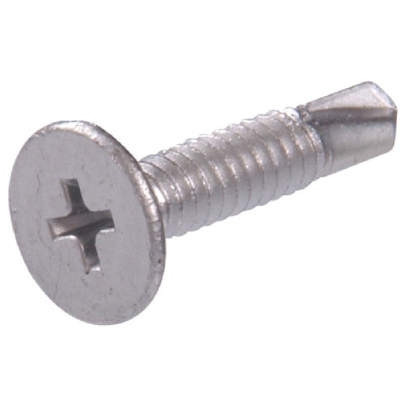 Hillman 41897 Screw, #10-24 Thread, 1-1/4 in L, Coarse Thread, Wafer Head, Phillips Drive, Self-Drilling Point, 40 PK