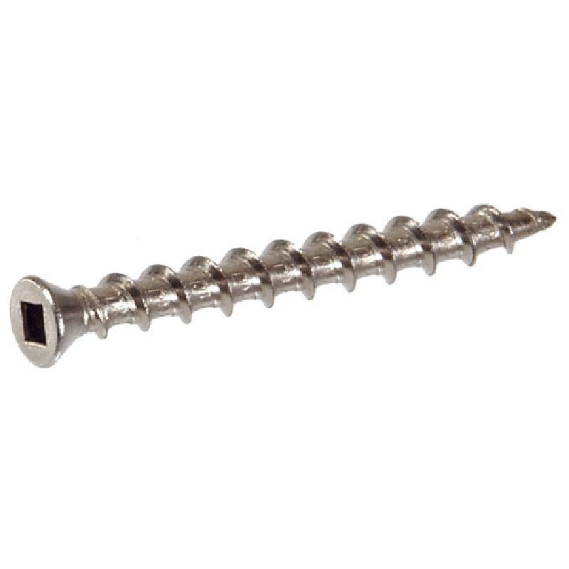 Hillman 41939 Screw, #7 Thread, 2-1/4 in L, Trim Head, Square Drive, Self-Drilling, Type 17 Point, Stainless Steel