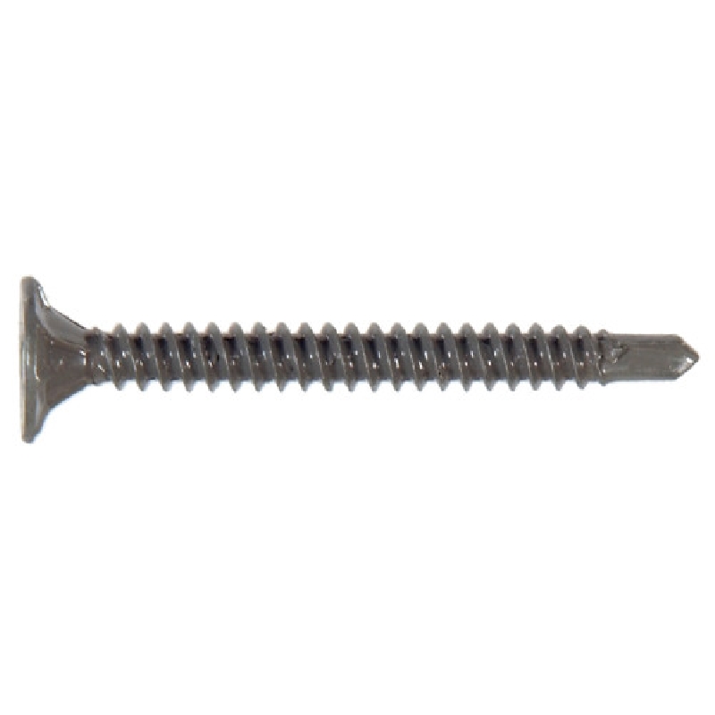 47136 Screw, #8 Thread, 1-5/8 in L, Wafer Head, Phillips Drive, Self-Drilling Point, Steel, Ceramic-Coated