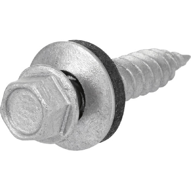 47703 Sheeter Screw, #10 Thread, 2 in L, Washer Head, Hex Drive, Needle Point, Neoprene/Steel, Ceramic-Coated