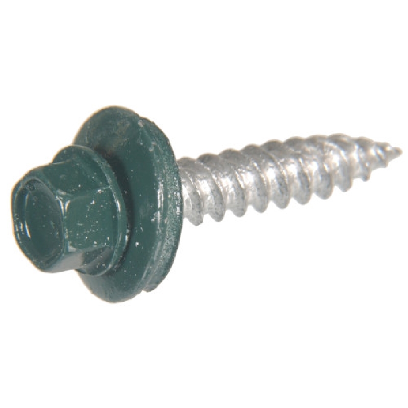 47733 Sheeter Screw, #10 Thread, 1-1/2 in L, Washer Head, Hex Drive, Needle, Self-Piercing Point, Neoprene/Steel