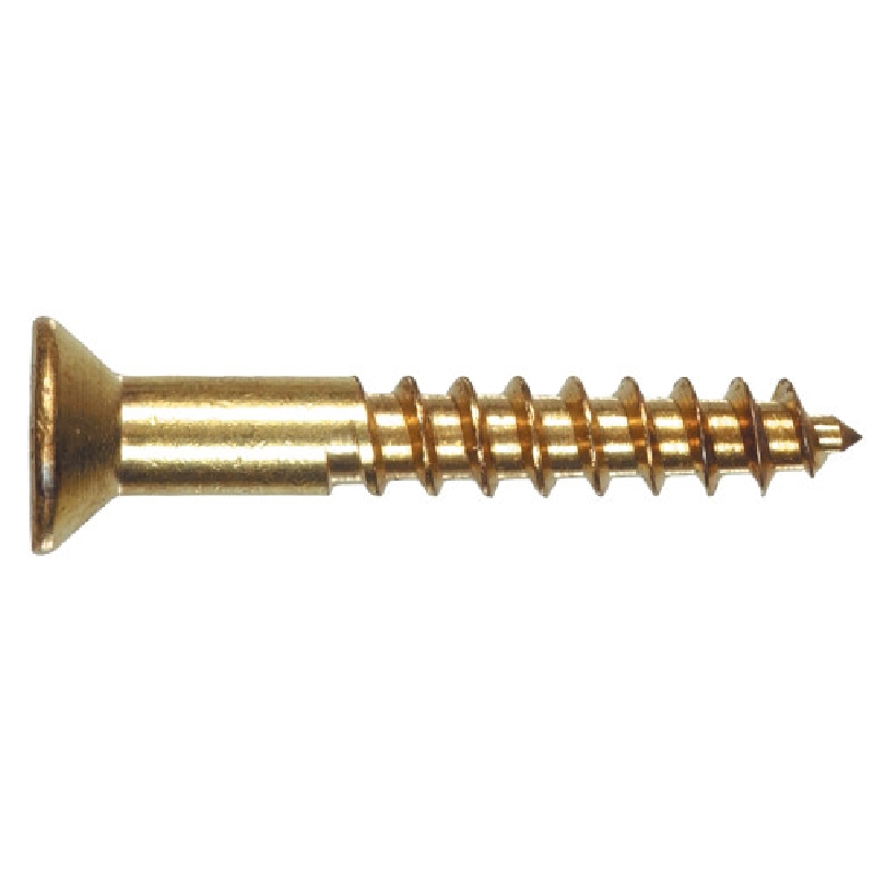 Wood Screw, Hillman, Brass, Phillips-Drive, Flat-Head, #12 x 1 in, 2 pk - 2