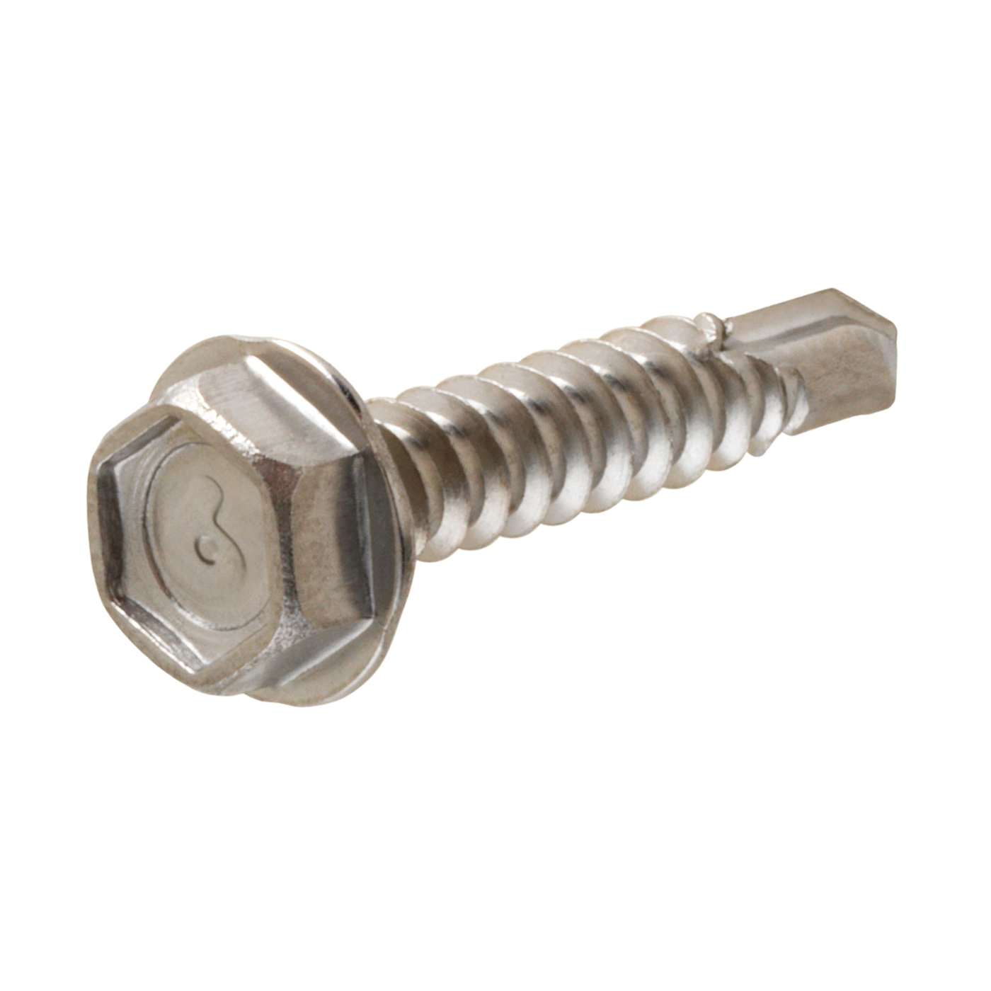 881833 Screw, #8 Thread, 1/2 in L, Washer Head, Hex Drive, Self-Drilling Point, Stainless Steel