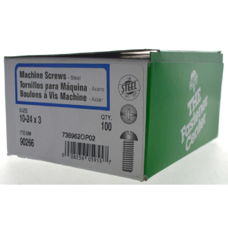 Machine Screw, Hillman, Combo-Drive, Round-Head, #10-24 3 in - 3