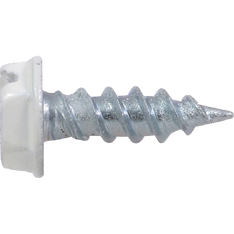 Gutter Assembly Screw Painted White Slotted-Drive, Hillman, Hex-Head, #7 x 1/2 in, 10 PC - 2