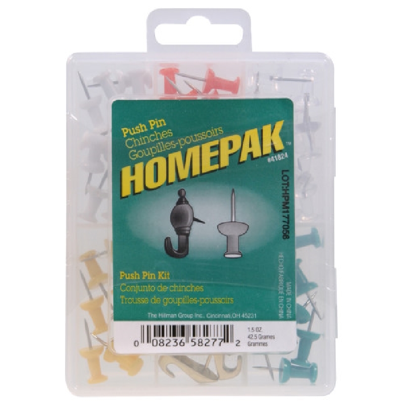 HOMEPAK Series 41824 Push Pin Kit, Metal/Resin