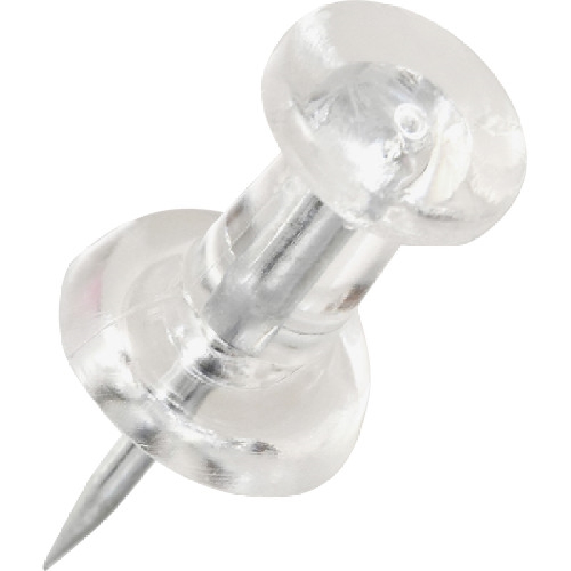 Hillman 532691 Push Pin, 0.8125 in L, Plastic/Steel, Large Flat Head, Clear
