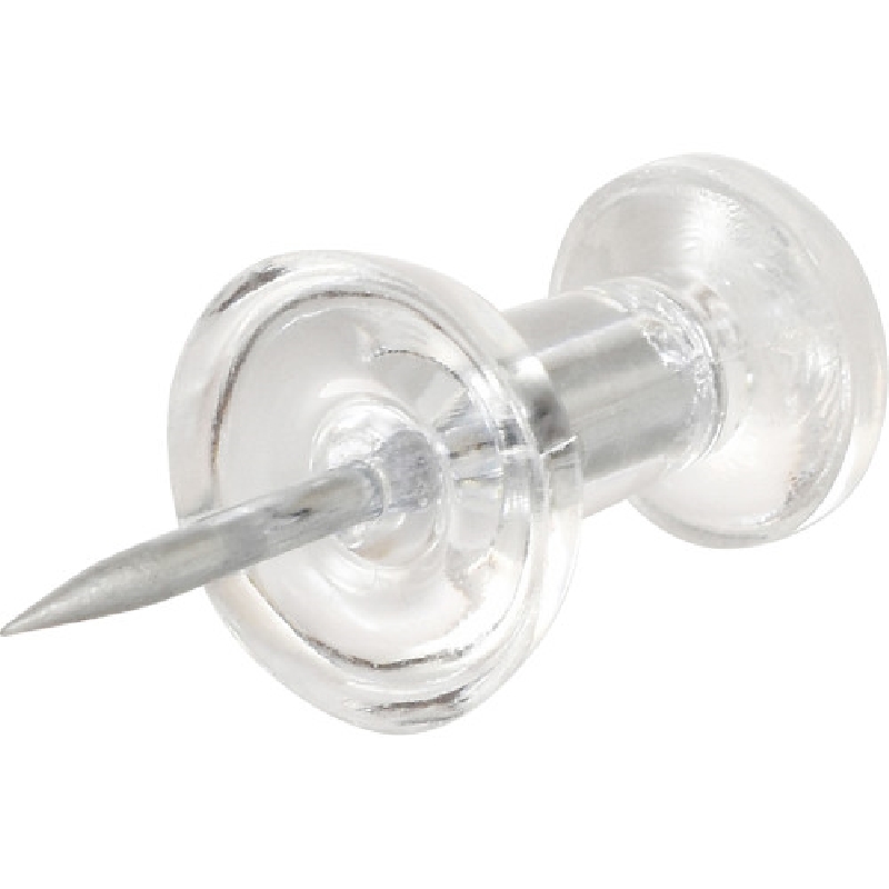 Hillman 532691 Push Pin, 0.8125 in L, Plastic/Steel, Large Flat Head, Clear