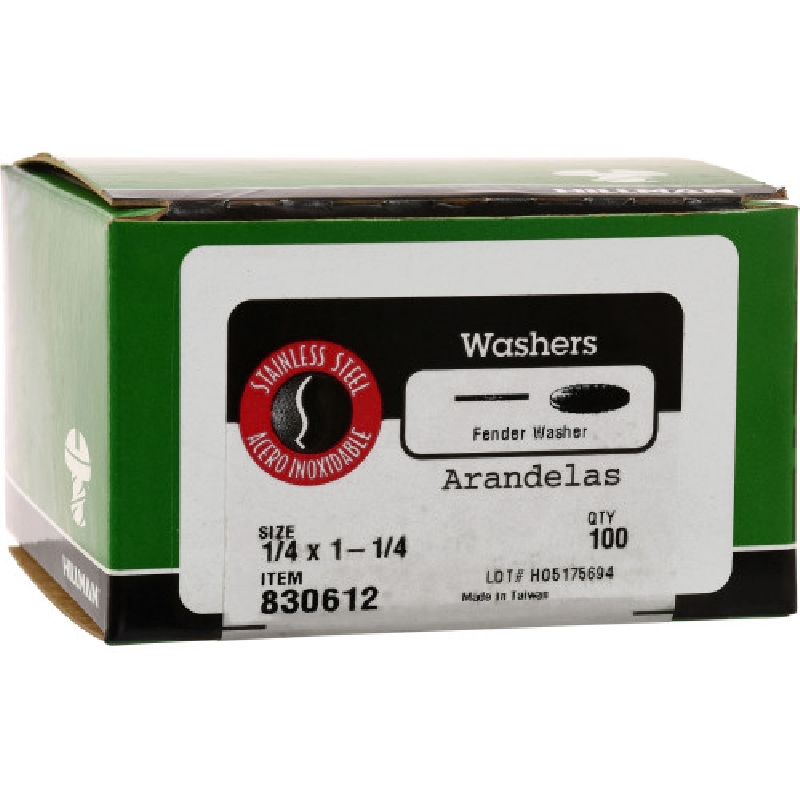 Fender Washer, Hillman, Stainless Steel, 1/4 in x 1-1/4 in - 3