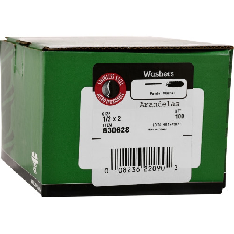 Fender Washer, Hillman, Stainless Steel, 1/2 in x 2 in - 3