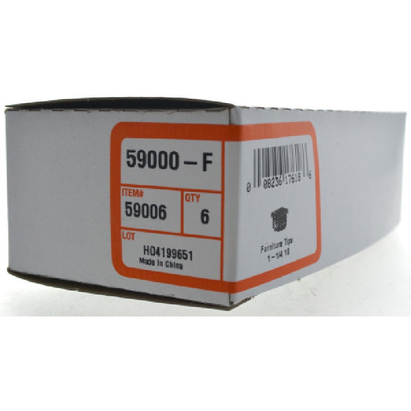 Hillman 59006 Furniture Tip, Square, Plastic, Black, 1-1/4 in Dia - 3