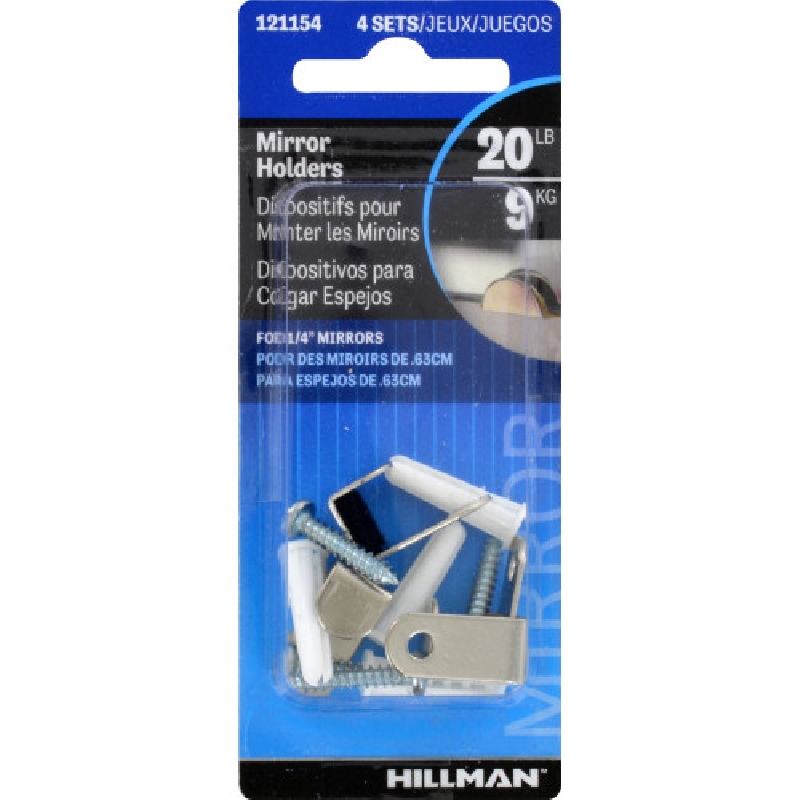 Hillman 121154 Hidden Mirror Holder, Steel, 4/PK - 2