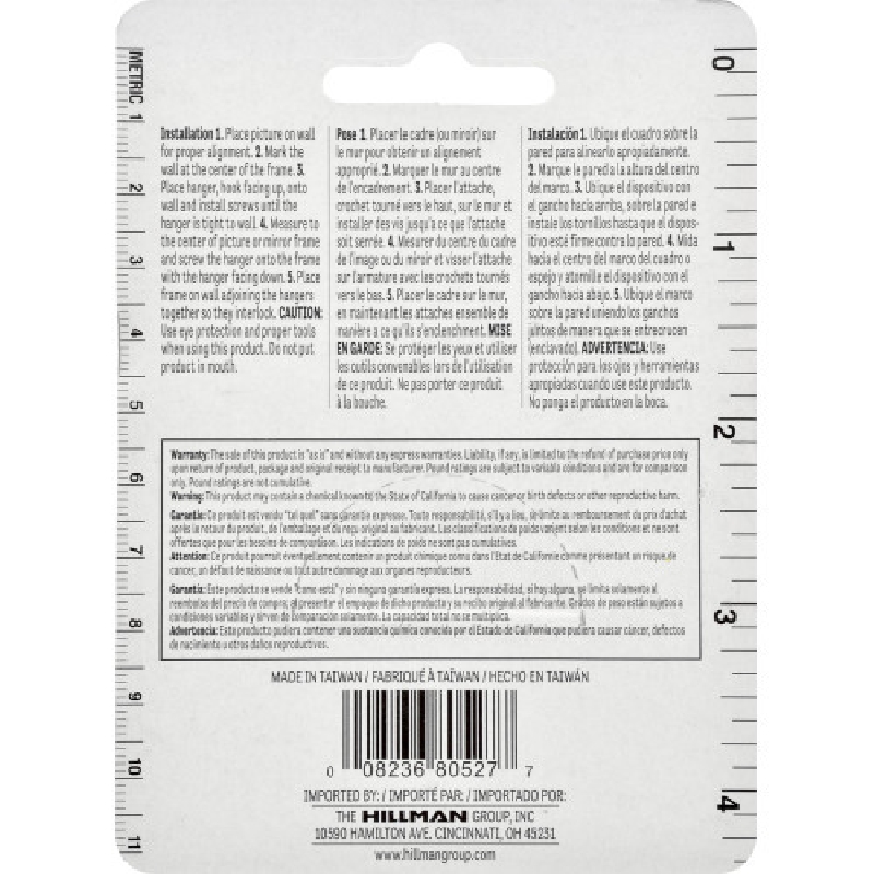Hillman 121158 Canvas Hanger, Zinc-Plated, Flush