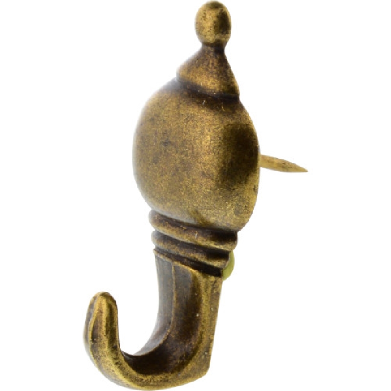 Hillman 122212 Decorative Push Pin Hanger, 10 lb, Steel, Antique Brass