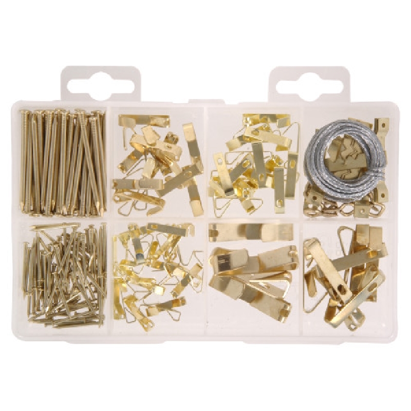 591525 Picture and Wall Hanging Kit, Steel, Brass, 200-Piece
