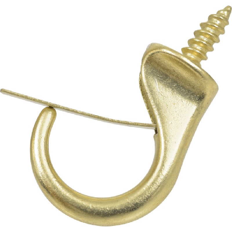 122242 Safety Hook, 1-1/4 in L, Steel, Brass