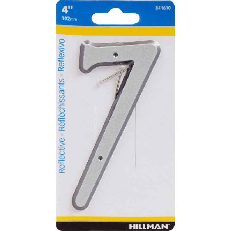 Nail-On House Number, Hillman, Reflective 7, 4 in, 1 pk - 2