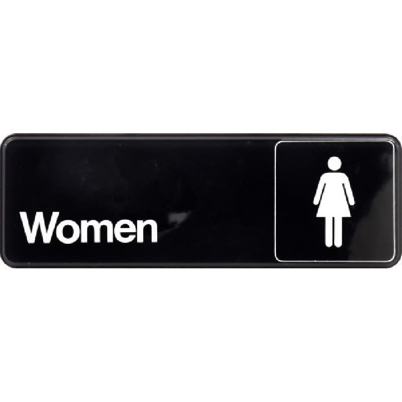 Hillman 841762 Sign, Women, Black Background, Plastic, 9 in W x 3 in H Dimensions