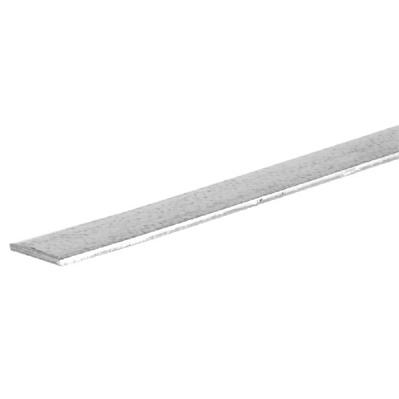 11091 Flat Bar, 1 in W, 4 ft L, 12 ga Thick, Steel, Zinc-Plated