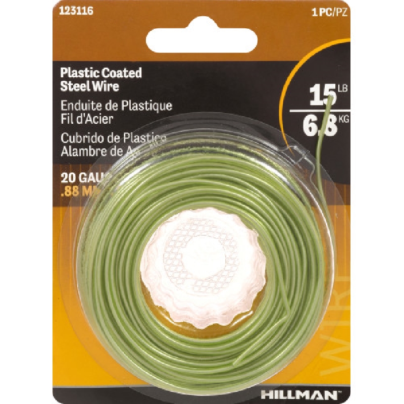HILLMAN 123116 Hobby Wire, 75 ft L, Plastic, Green, #20 Gauge, 15 lb - 2