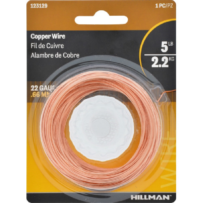 HILLMAN 123129 Hobby Wire, 75 ft L, Copper, #22 Gauge, 5 lb - 2