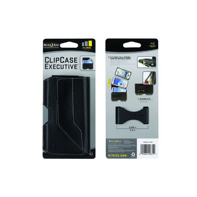 Nite Ize Executive EHLXL-17-R3 Clip Case, XL, Leather, Black