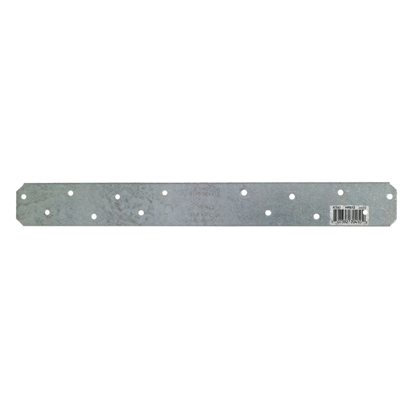 Simpson Strong-Tie HRS Series HRS6 Strap Tie, 6 in L, 1-3/8 in W, Steel, Galvanized, Fastening Method: Nail - 1