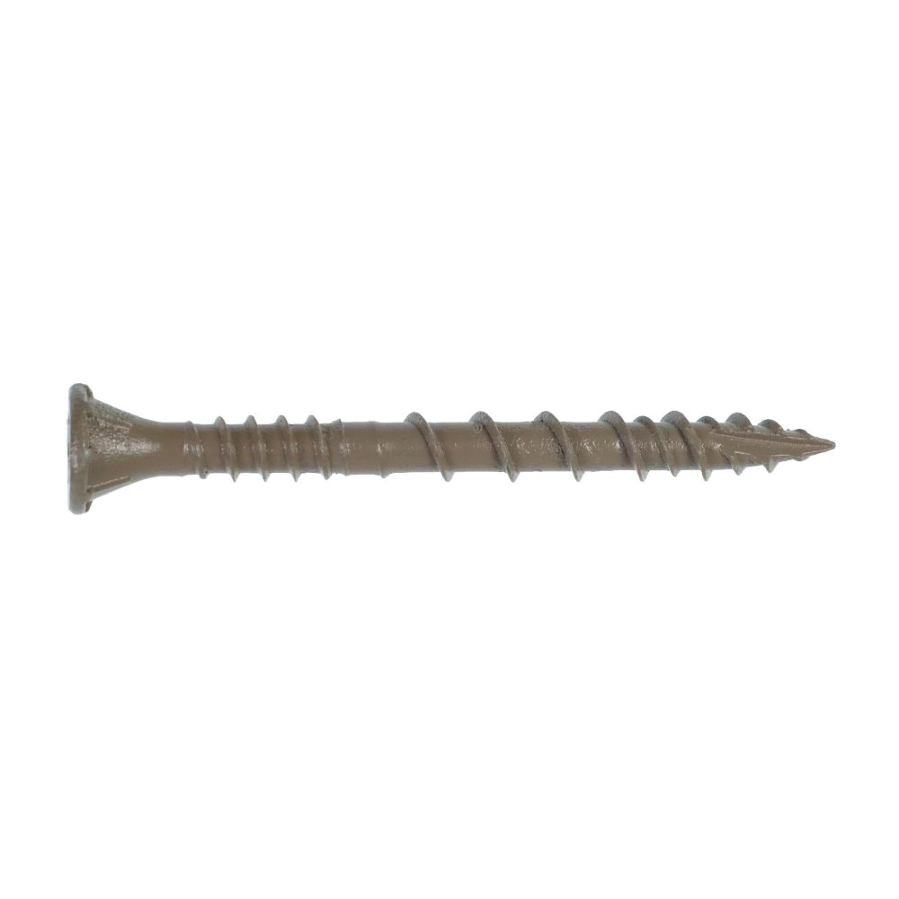 Deck-Drive DSVT Series DSVT2MB Wood Screw, #10 Thread, 2 in L, Steel, Ribbed Flat Head, 6-Lobe Drive