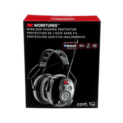 3M Worktunes 7100097024 Wireless Hearing Protector, 24 dB NRR, AM/FM Radio Band, Black/Silver - 2