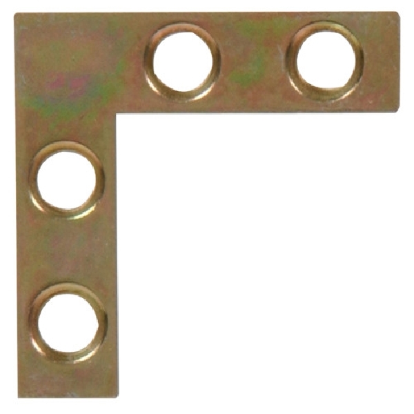Hardware Essentials 852199 Flat Corner Iron, 1-1/2 in L, 3/8 in W, Yellow Dichromate/Zinc