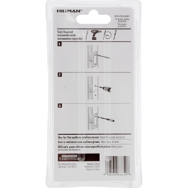 Hardware Essentials 851678 Mending Plate, 4 in L, 5/8 in W, Zinc