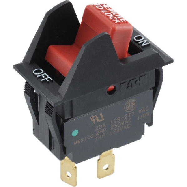 Hillman 393327 Locking Rocker Switch, 20 A, Plastic/Steel Housing Material, Black