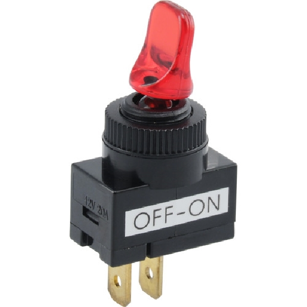 Hillman 393154 Series Toggle Switch, Red, 20 A, 1-Poles, 2-Position, SPST, Plastic/Steel Housing Material
