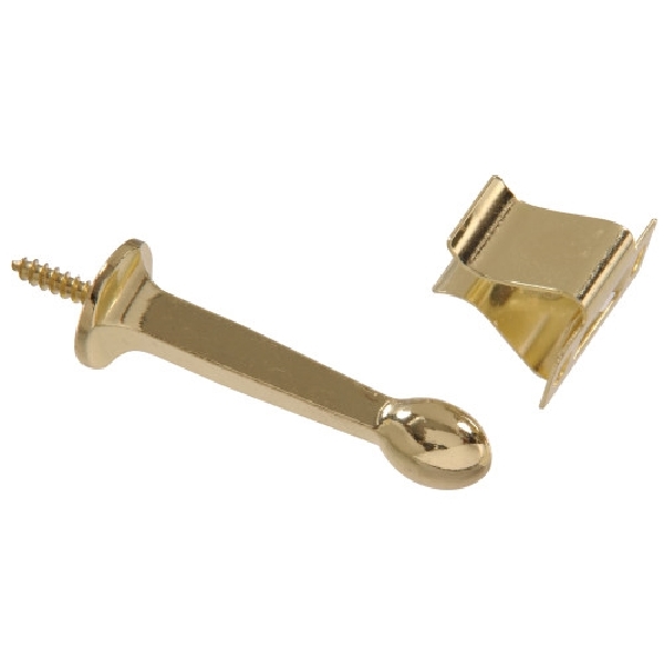 Hardware Essentials 852343 Rigid Door Stop with Holder, Brass